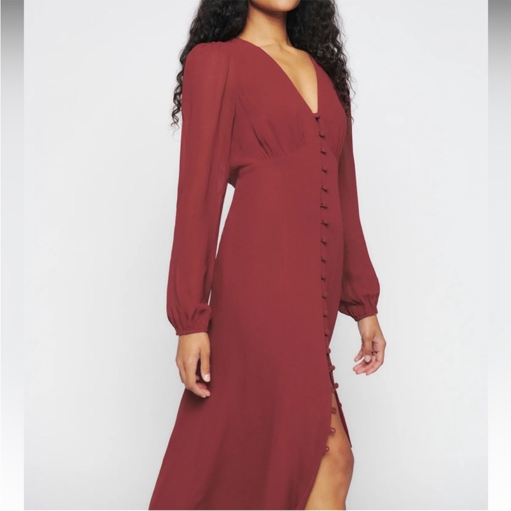 Reformation Deep Red Button-Front Maxi Dress - Picture 7 of 14